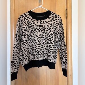 T Tahari Black and Tan Animal Print Sweater size M